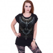 T-shirt femme gothique  corbeau ailes dployes et cranes