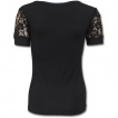 T-shirt femme gothique à dentelle avec tête de mort sur lit de roses et tribal