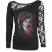 T-shirt femme gothique  manche longue en dentelle  motif 