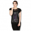 T-shirt femme gothique  manches courtes avec motif corset de cuir et mtal