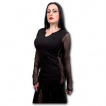 T-shirt femme gothique noir  manches longues  mailles filet