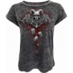 T-shirt femme gris délavé effet craquelé