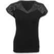 T-shirt femme noir gothique  manches courtes rivetes