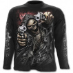 T-shirt gothique homme  manches longues avec La Mort pointant ses pistolets