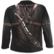 T-shirt gothique homme  manches longues avec motif imitation tenue de mercenaire