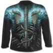 T-shirt gothique homme à manches longues à cranes en face à face et flammes bleues