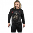 T-shirt gothique homme à manches longues à doigt de la mort avec faux et sablier