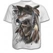 T-shirt homme avec squelette indien esprit du loup - blanc