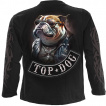 T-shirt homme biker manches longues  chien bulldog sur sa moto