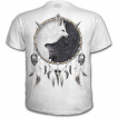T-shirt homme blanc avec loups et attrape rêve inspiration Yin et Yang