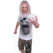 T-shirt homme blanc effet craquel  tte de mort et pentagramme
