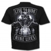T-shirt homme  chat biker sur sa moto (LIVE TO RIDE - NINE LIVES)
