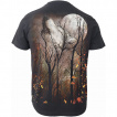 T-shirt homme coton Bio  loup hurlant dans les arbres et pleine lune