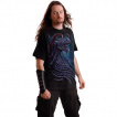 T-shirt homme à dragon violet et pourpre ailé sur fond runique