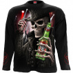 T-shirt homme goth-rock manches longues à squelette tenant une bière