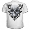 T-shirt homme gothique blanc avec cranes sur fond craquel et symbole tribal