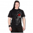 T-shirt homme gothique Crane à oeil rouge avec sinistre pupille en crusifix