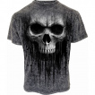 T-shirt homme gris délavé à crane avec coulures d'acide