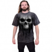 T-shirt homme gris délavé à crane avec coulures d'acide