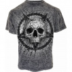 T-shirt homme gris délavé effet craquelé à tête de mort et pentacle