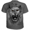 T-shirt homme gris à motif tribal et lion rugissant
