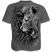 T-shirt homme gris à motif tribal et lion rugissant