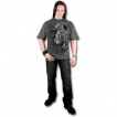 T-shirt homme gris à motif tribal et lion rugissant