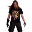 T-shirt homme guitare  ailes de dmon traversant un pentacle de feu