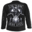T-shirt homme manches longues à chat biker sur sa moto