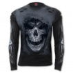 T-shirt homme manches longues à crane encapuchonné - aspect déchiré