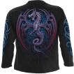 T-shirt homme manches longues  dragon violet et pourpre ail sur fond runique