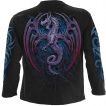 T-shirt homme manches longues à dragon violet et pourpre ailé sur fond runique