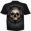 T-shirt homme noir effet craquelé à tête de mort et pentacle