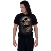 T-shirt homme noir effet craquelé à tête de mort et pentacle