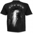 T-shirt homme noir à personnage priant avec une croix à crane