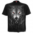 T-shirt homme noir  loup hurlant dans les arbres et pleine lune