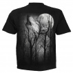 T-shirt homme noir  loup hurlant dans les arbres et pleine lune