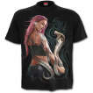 T-shirt homme  serpent cobra et desse du rock sur fond tribal