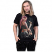 T-shirt homme  serpent cobra et desse du rock sur fond tribal