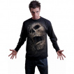 T-shirt manches longues homme effet craquel  tte de mort et pentacle