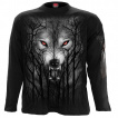 T-shirt manches longues homme à loup hurlant dans les arbres et pleine lune