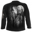T-shirt manches longues homme à loup hurlant dans les arbres et pleine lune