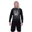 T-shirt manches longues homme  loup hurlant dans les arbres et pleine lune