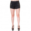 Short punk-rock Banned à motif tartan vert et noir