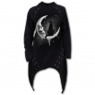 Sweat-capuche femme long à oeillets avec chat noir sur lune