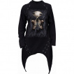 Sweat-capuche femme long à oeillets avec crane