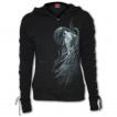 Sweat-capuche femme  zip et manches laces 