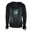 Sweat-capuche femme  zip et manches laces 