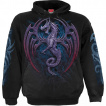 Sweat capuche homme à dragon violet et pourpre ailé sur fond runique