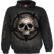 Sweat capuche homme effet craquelé à tête de mort et pentacle